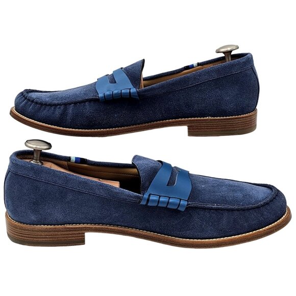 NEW Blue Scarpa Italy Men's 15 Blue Dress Shoes Penny Loafer Italian Handmade 48 - Picture 10 of 15